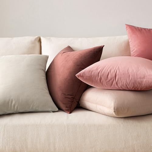MIULEE Velvet Throw Pillow Covers 20x20 Inch Pack of 2 Dusty Pink - Image 4