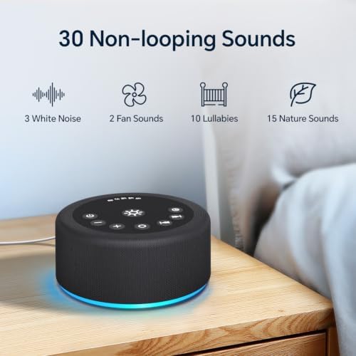 Sound Machine White Noise Brown Noise Machine Night Light 30 Non Looping Sounds - Image 2