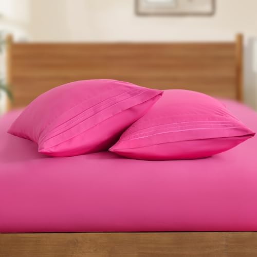 Horbaunal Microfiber Pillowcases Queen Size, Hot Pink, 2 Pack - Image 4