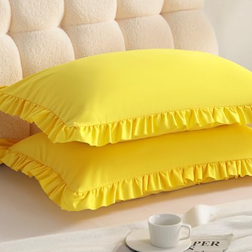 Ruffled Standard Pillow Shams, 2 Pack, 20x26 Inches by Aerlomi