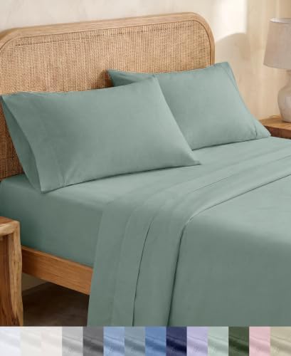 California Design Den 100% Organic Cotton XL Twin Sheets, Sage Green by CaliforniaDesignDen