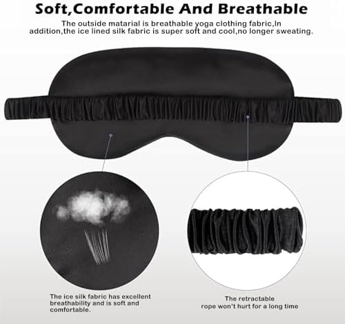 4PACK Sleep Masks Satin Eye Mask Silk Eyes Cover Silky Blindfold Blackout - Image 3