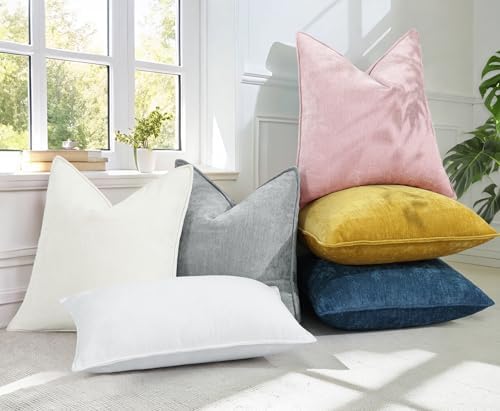 decorUhome Chenille Blush Pink Velvet Throw Pillow Covers 24x24 Set of 2 - Image 6