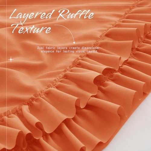 Vonty Burnt Orange Ruffled Pillow Cases Set of 2, Body Size, 20x54 Inch - Image 4