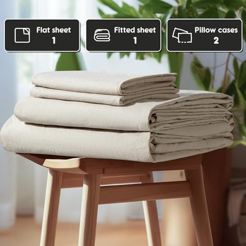SONORO KATE 100% French Linen King Size Sheets Set, Extra Deep Pocket - Image 7