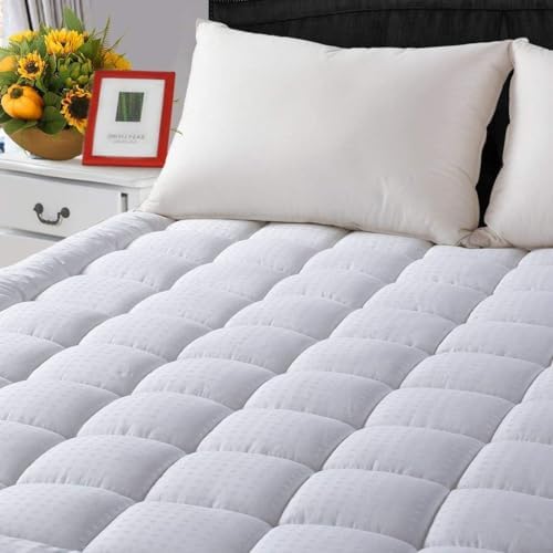 LEISURE TOWN Cotton Queen Mattress Pad Fitted Quilted Mattress Cover by LEISURETOWN