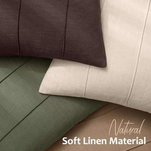 MIULEE Fall Decorative Linen Throw Pillow Covers 18x18 Brown Striped - Image 4