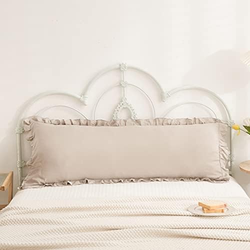 Taupe Body Pillow Cover 20x54inches Long Pillowcase Ruffled Pillowcases Shabby - Image 2