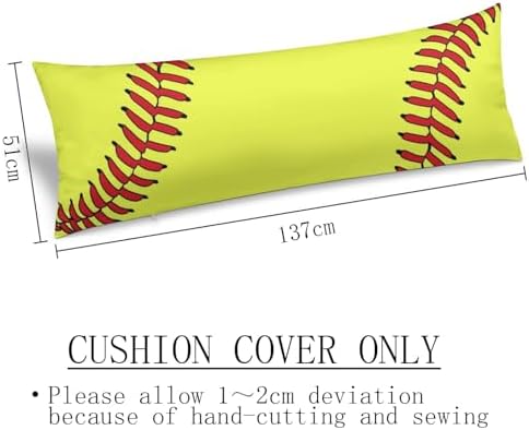 Sport Theme Body Pillow Cover Sports Yellow and Red Baseball Laces Softball - Image 3
