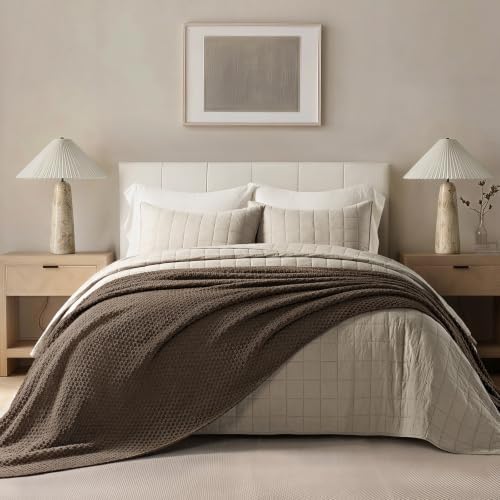 EVERGRACEHOME Chunky Chenille Knit Throw Blanket, 90 x 90, Cocoa Brown by EVERGRACE
