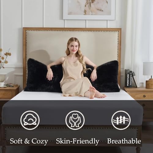 20x54 inch Luxury Fluffy Body Pillow Cover, Shaggy Furry Body Pillowcase - Image 4