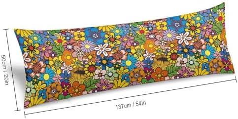 Hippy Floral Body Pillow Pillowcase Retro 80s 90s Flower Long Body Pillow Cover - Image 3