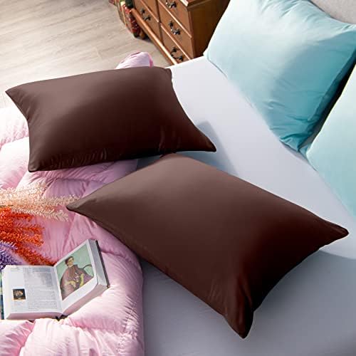 NTBAY Standard Satin Pillowcases, Dark Brown - Image 6