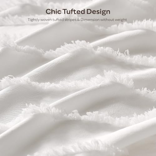 JELLYMONI White Horizontal Striped Tufted Pillowcases King Size - Image 3