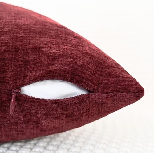 CaliTime Decorative Couch Throw Pillow Covers 18 X 18 Inches Burgundy - Image 3