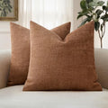 MIULEE 24x24 Inch Euro Textured Chenille Throw Pillow Covers Pecan Brown by MIULEE
