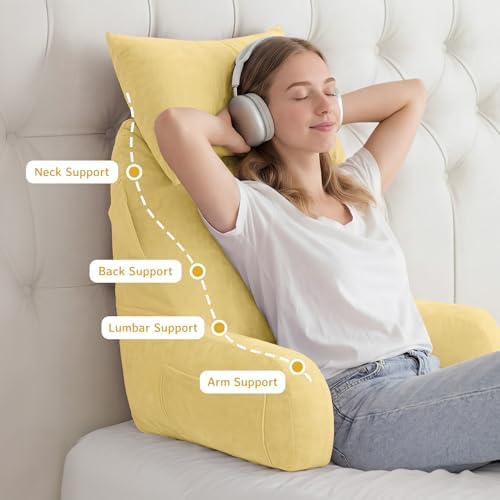 Reading Pillow for Bed, Back Pillow for Bed Sitting Up, Lumbar Support Pillow - Image 5