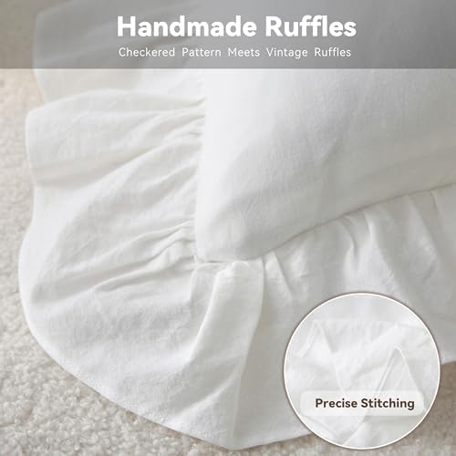 Ruffle Throw Pillow Covers 18x18, Off White Cotton - Image 5
