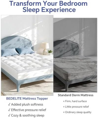 BEDELITE Full Mattress Topper, Pillow Top Mattress Pad Bed Cover 2 Inch - Image 2