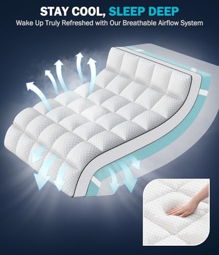 Full 4 Inch Dual Layer Memory Foam Mattress Topper, Cooling Gel Pad - Image 5