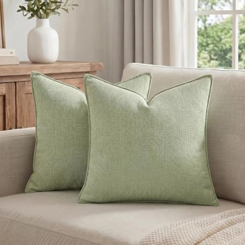 Fancy Homi Set of 2 Euro Sham Sage Green 24x24 Inch Soft Chenille Decorative - Image 5