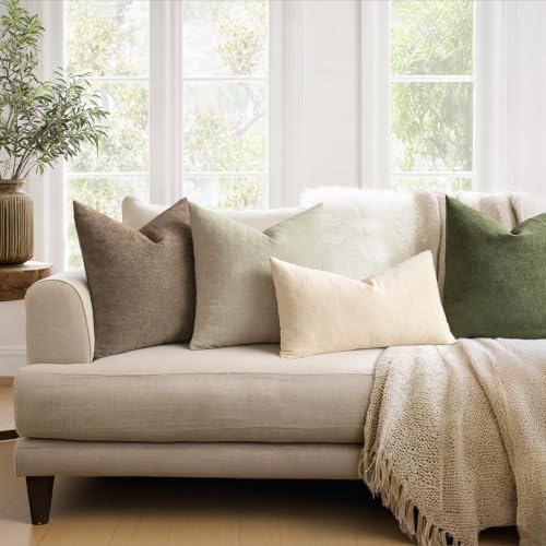 MIULEE Light Taupe Chenille Couch Throw Pillow Covers - Image 3