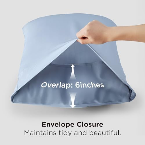Bedsure Light Blue Pillow Cases Queen Set of 2, Rayon Derived from Bamboo - Image 5