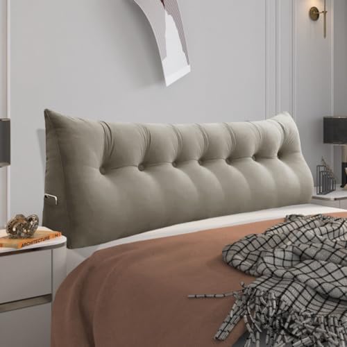 Bed Wedge Headboard Pillow King Bedrest Reading Pillow, Light Tan by Bncktrd