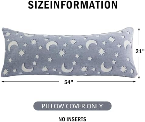 HOMBYS Glow in The Dark Body Pillow Cover, Soft Velvet Fluffy Bed Pillow Case - Image 3