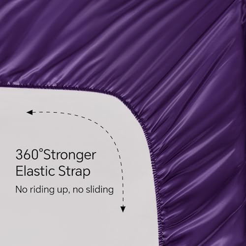 BEDELITE Satin Sheets Twin Size Bed Set, Plum Purple, 3 Pieces - Image 5