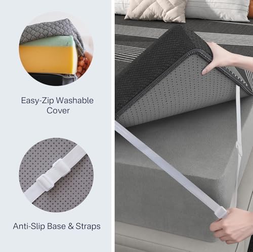 4 Inch Queen Mattress Topper Memory Foam, Cooling Gel & Non-Slip Straps - Image 5