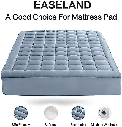 EASELAND King Size Mattress Pad Pillow Top Mattress Topper Cotton Top - Image 2
