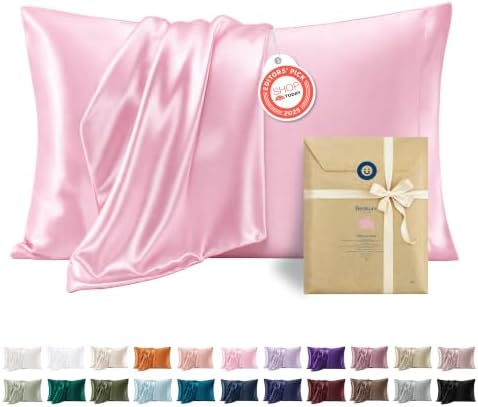 Bedsure Satin Pillowcases King Set of 2, Similar to Silk Pillow Cases Pink by BEDSURE