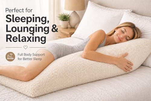 REAFORT Sherpa Body Pillow Cover 21"x54", Zipper Closure - Image 4