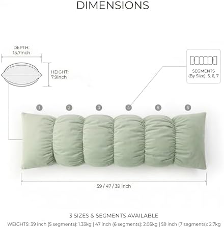 Pat. Pend. Full Body Pillow for Adults, 59 Inch, Celadon Green - Image 5