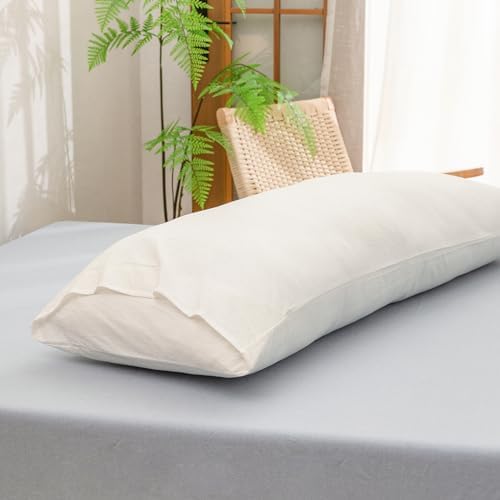 BESTOUCH Washed Cotton Pillowcases Linen Feel Off White Body - Image 4