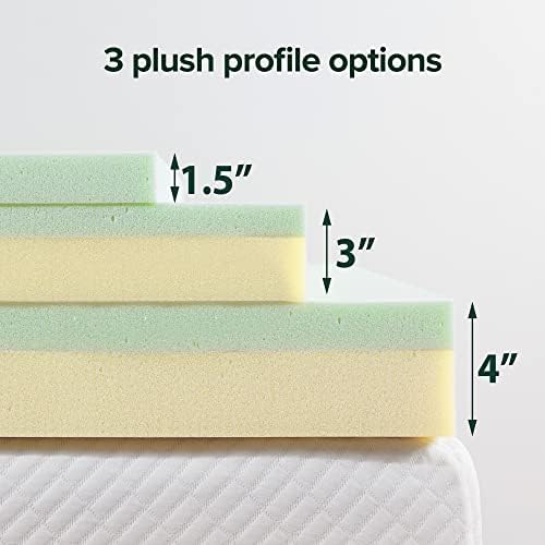 ZINUS 1.5 Inch Green Tea Memory Foam Mattress Topper, Pressure-Relieving Layers - Image 6