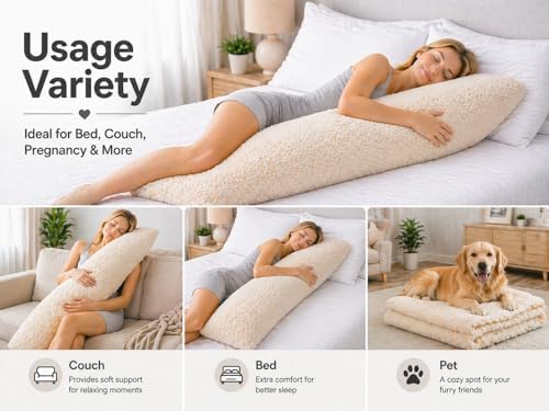 REAFORT Sherpa Body Pillow Cover 21"x54", Zipper Closure - Image 5