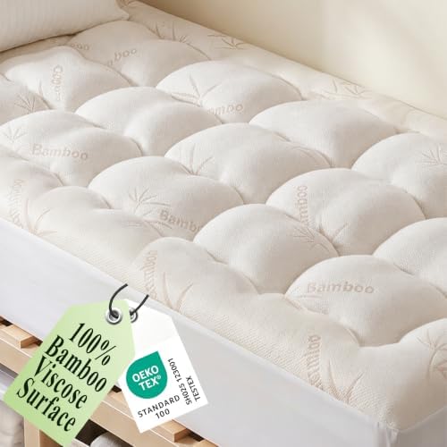 Twin Size Mattress Topper, Cool Bamboo Viscose by LUXELINEN