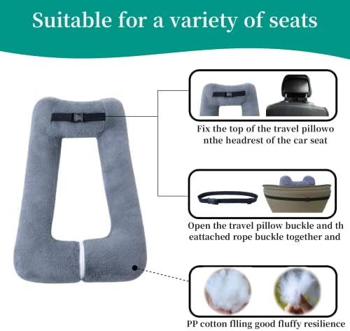 FHSGGP Travel Pillow Car Pillow Kid Car Sleeping Gray - Image 5
