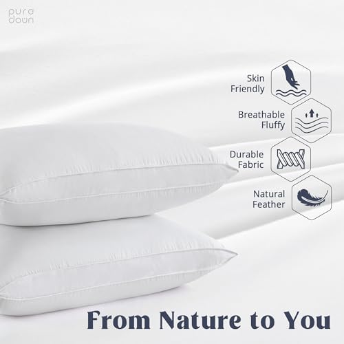 puredown® Goose Feather Down Sleeping Pillow Soft Bed Pillow - Image 2