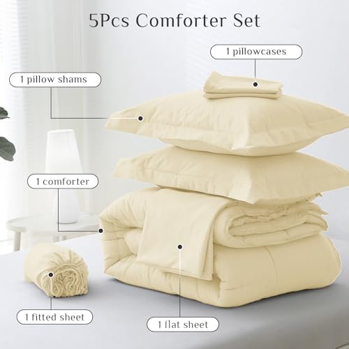 JOLLYVOGUE Twin Comforter Set, Ultra-Soft Bed in a Bag Twin Size 5 Pieces - Image 5