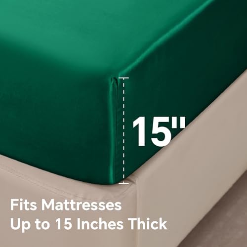 BEDELITE Satin Sheets Twin Size Bed Set, Dark Green, 3 Pieces - Image 6