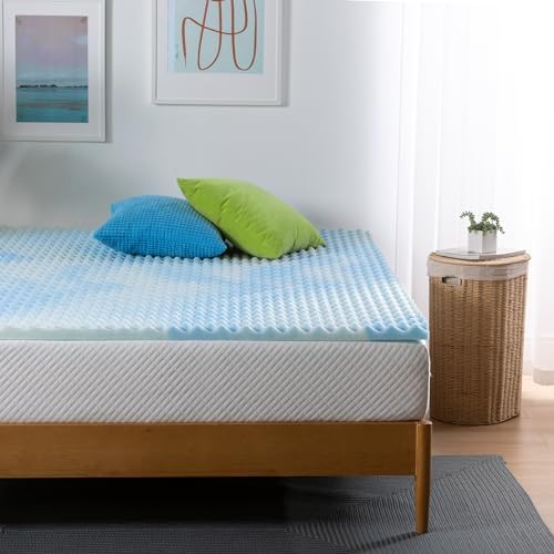 ZINUS 1.5 Inch Swirl Gel Cooling Memory Foam Mattress Topper, More Convenient - Image 2
