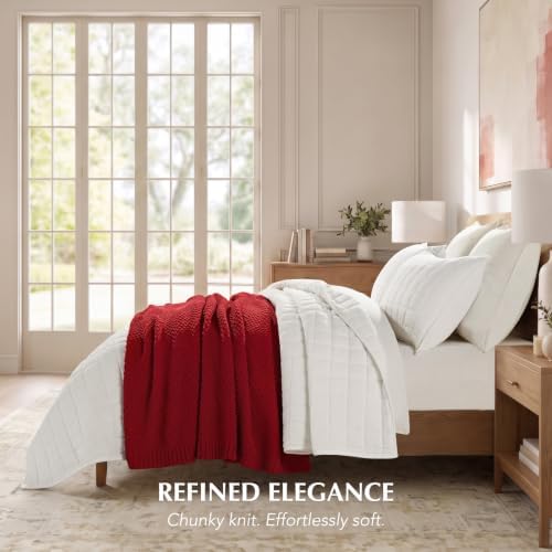 EVERGRACEHOME Chunky Chenille Knit Throw Blanket, 60 x 80, Classic Red - Image 4