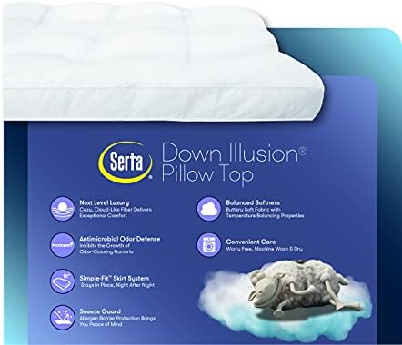 Serta Down Illusion Hypoallergenic Pillowtop Mattress Topper, Cal King - Image 6