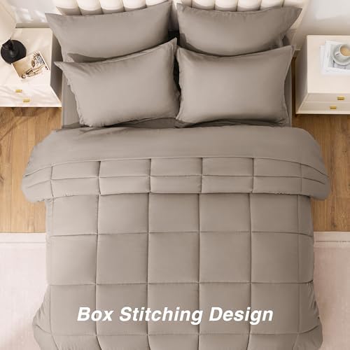 Love's cabin Twin Comforter Set Light Brown, 5 Pieces Twin Bed in a Bag - Image 4