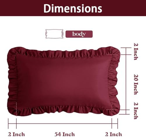 Ruffle Body Pillow Pillowcase, Wine Red - Image 2