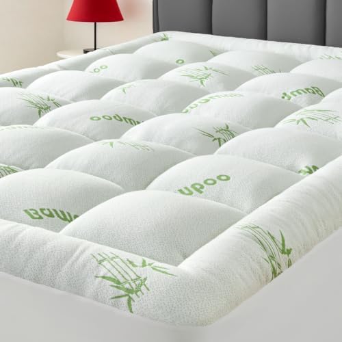 Queen Size Mattress Topper Viscose Derived from Bamboo, Soft Thick Pillow Top by SurChic