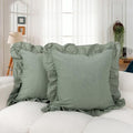 JoraLion Ruffled Throw Pillow Cover 18x18 Solid Green by JoraLion